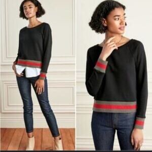Stella & Dot Black Sweater with Red and Green Accents Size M